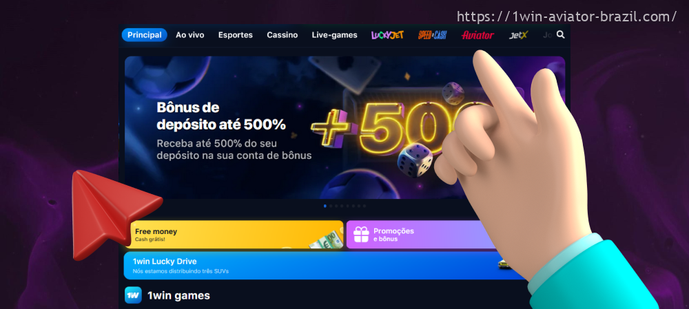 Para iniciar o jogo, os brasileiros precisam clicar no ícone do jogo Aviator no cabeçalho da página inicial do site